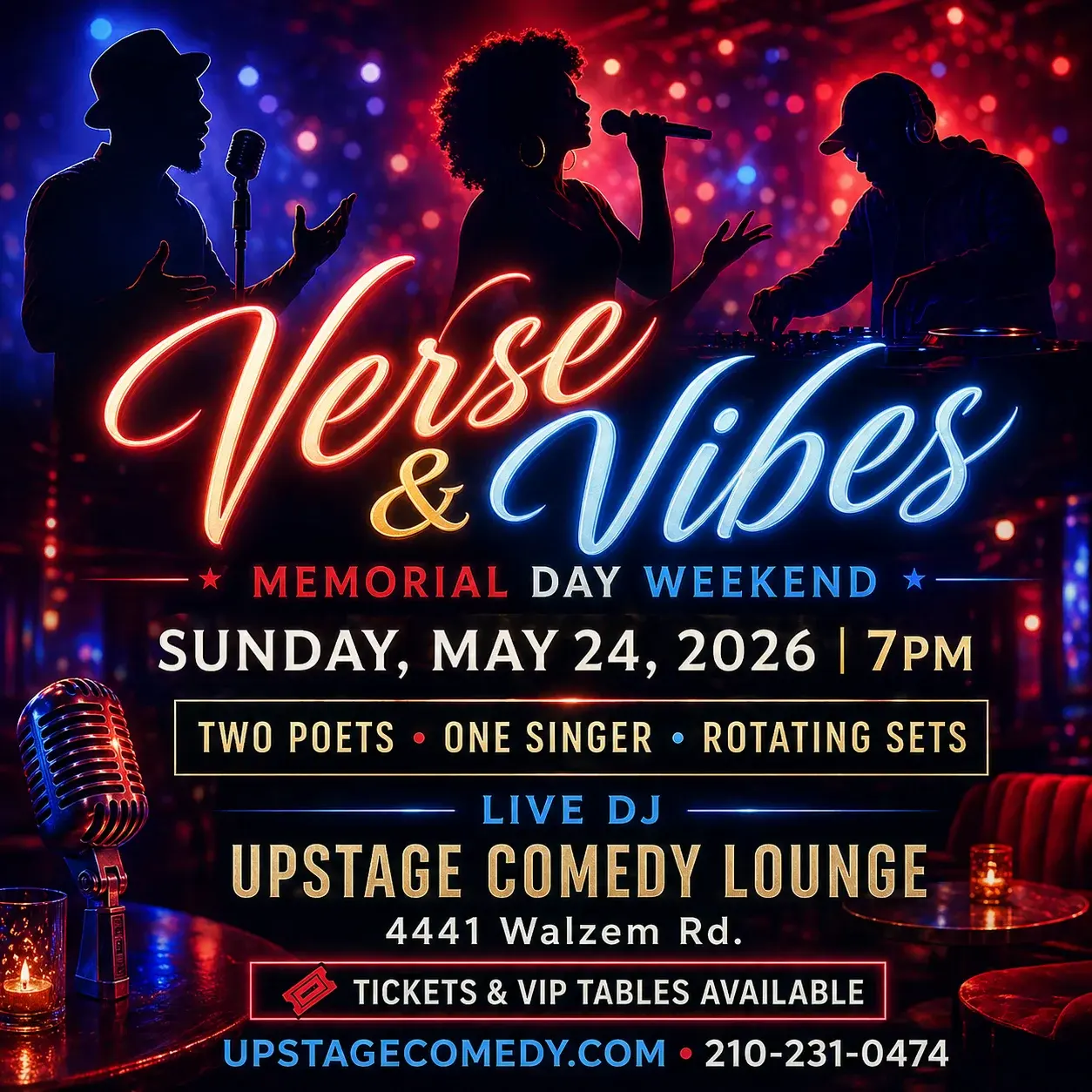VERSE & VIBES - TWO POETS, ONE SINGER (ROTATING SETS)